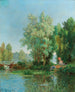 Familietrip naar de rivier - Alexandre René Véron — weergave van het kunstwerk