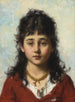 portret van een jong meisje met een ketting - Alexei Harlamoff — weergave van het kunstwerk