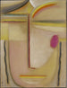 Abstracte hoofd in goud en roze - Alexej von Jawlensky — weergave van het kunstwerk