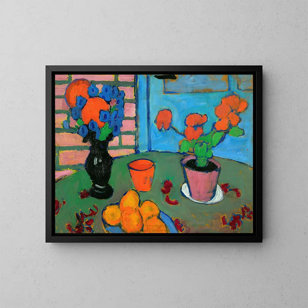 Natuurstudie met bloemen en sinaasappels - Alexej von Jawlensky — ingelijst kunstwerk aan de muur