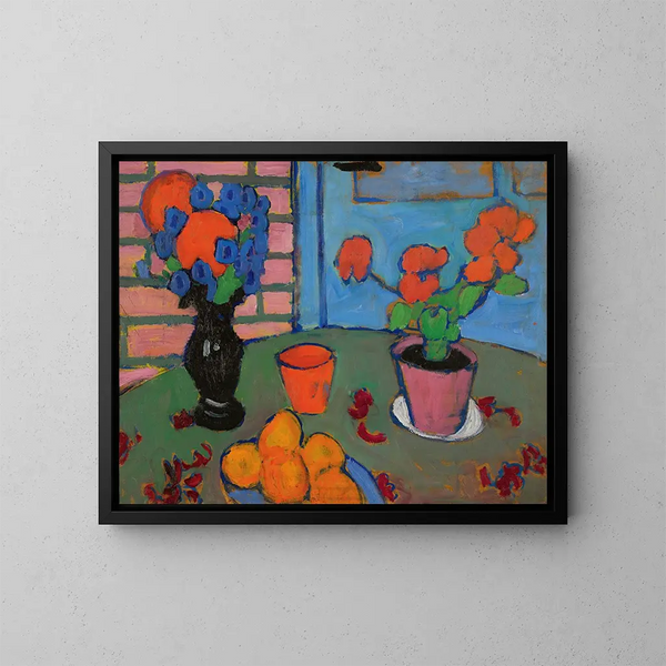 Natuurstudie met bloemen en sinaasappels - Alexej von Jawlensky — ingelijst kunstwerk aan de muur
