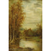 Autumn landscape with pond and castle tower - Alfred Augustus Glendening — artwork view