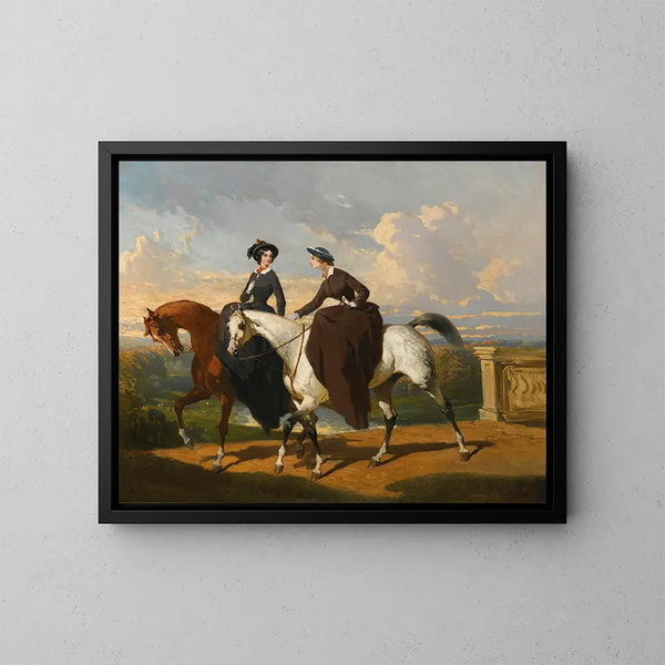 Twee Amazones te paard - Alfred de Dreux — ingelijst kunstwerk aan de muur