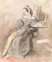 Studie van een slapende dame op een stoel - Alfred Edward Chalon — weergave van het kunstwerk