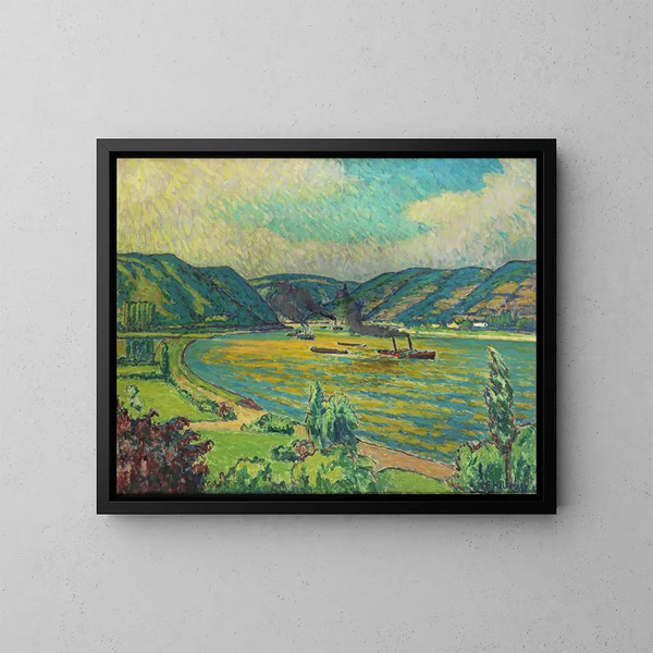Rijnlandschap - Alfred Helberger — ingelijst kunstwerk aan de muur