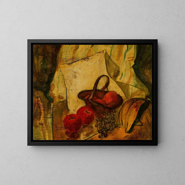 Natuurschilderij met fruit in een mand - Alfred Henry Maurer — ingelijst kunstwerk aan de muur