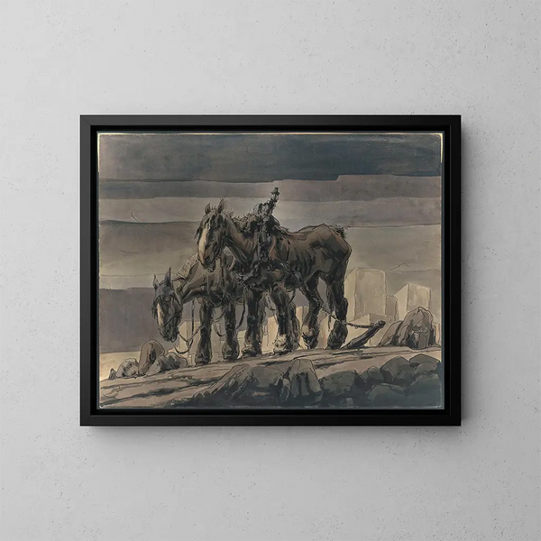 Slaven van de bouw - Alfred Ost — ingelijst kunstwerk aan de muur