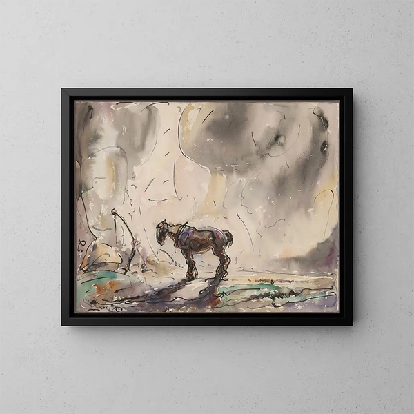 Eenzame paard - Alfred Ost — ingelijst kunstwerk aan de muur