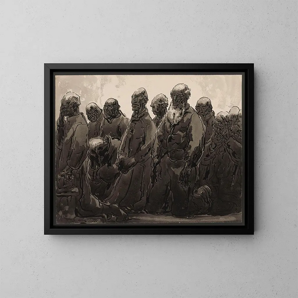 van mensen in gebed - Alfred Ost — ingelijst kunstwerk aan de muur