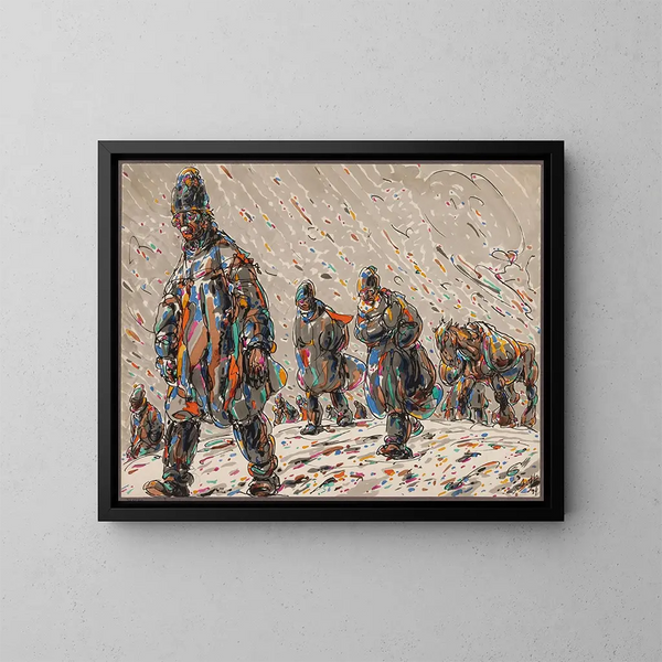 Door de sneeuw - Alfred Ost — ingelijst kunstwerk aan de muur