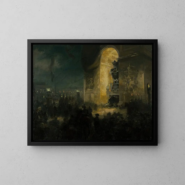 De avond onder de Arc de Triomphe - Alfred Philippe Roll — ingelijst kunstwerk aan de muur