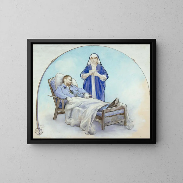 Soldaat en verpleegsters - Alfred Philippe Roll — ingelijst kunstwerk aan de muur