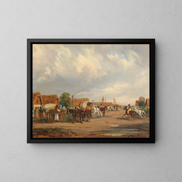 Village hongrois - Alfred Steinacker — ingelijst kunstwerk aan de muur
