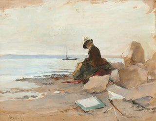 Alfred Stevens - Femme peintre en bord de mer.webp