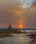 Zeilboten bij zonsondergang - Alfred Thompson Bricher — weergave van het kunstwerk