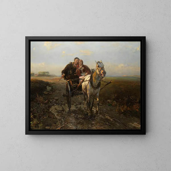 van Alfred von Wierusz-Kowalski's vrolijke autorit langs de promenade — ingelijst kunstwerk aan de muur