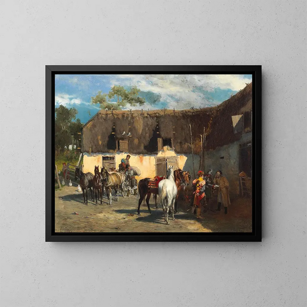 La Réquisition - Alfred von Wierusz-Kowalski — ingelijst kunstwerk aan de muur