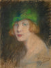Het groene hoedje - Alice Pike Barney — weergave van het kunstwerk
