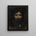 De musketier – Alice Pike Barney — soldaat met verlicht gezicht tegen zwarte achtergrond, ingelijste kunstdruk aan de muur