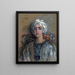 De witte tulband – Alice Pike Barney — portret van een vrouw met witte tulband, ingelijste kunstdruk aan de muur