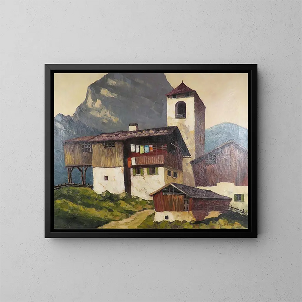 Bergdorp in Tirol - Alois Pfund — ingelijst kunstwerk aan de muur