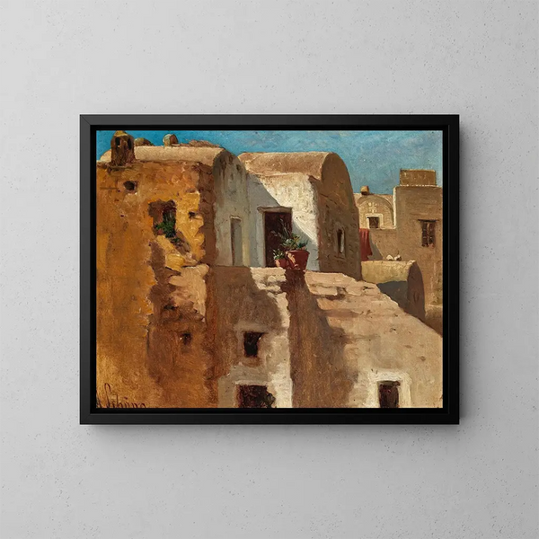 Een terras in Taormina, studie - Alois Schönn — ingelijst kunstwerk aan de muur