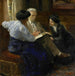 Alphons Marie Antoine Joseph Grandmont 1837-1909, de tweede echtgenoot van de kunstenaar, leraar aan twee Italiaanse dochters - Bramine Hubrecht — gepresenteerd in een interieur