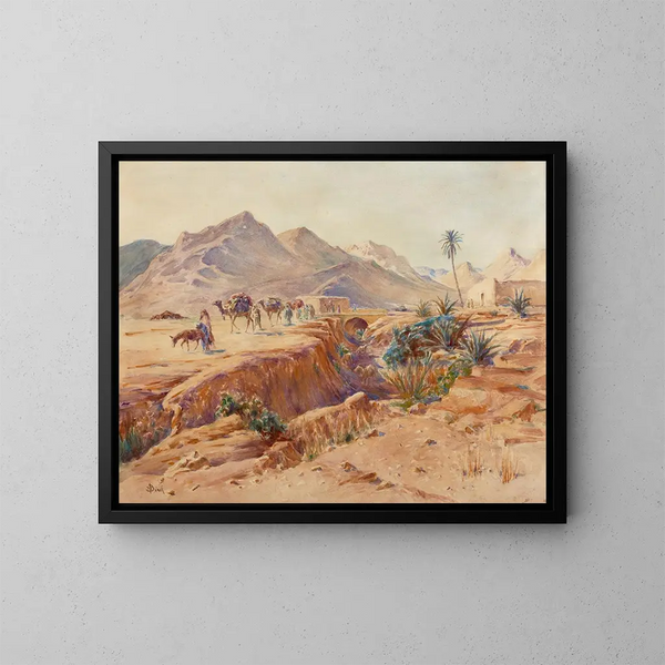 Caravane à Bou Sada - Alphonse Birck — ingelijst kunstwerk aan de muur