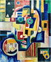 Promontory Head Indigo Mers d'Ossian Rose Orange - Amadeo de Souza-Cardoso — weergave van het kunstwerk