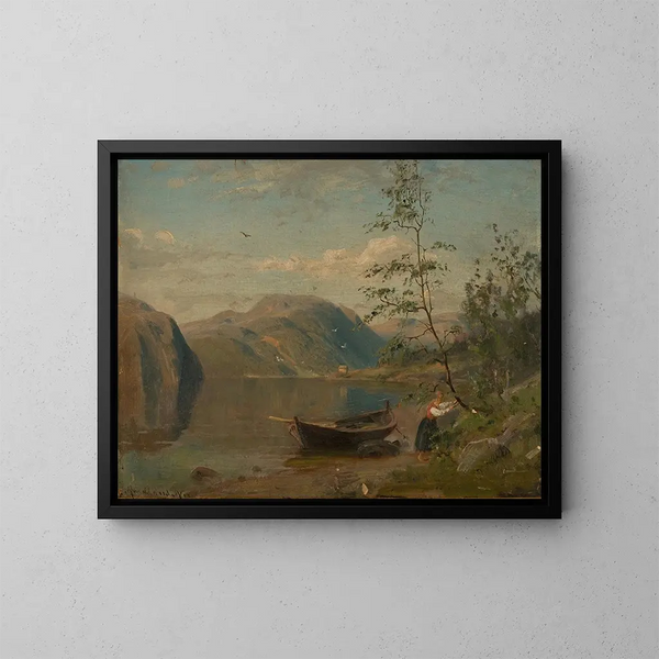 Strand bij Hardanger - Amaldus Nielsen — ingelijst kunstwerk aan de muur