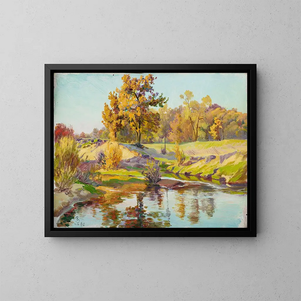 Herfstzonneschilderij - Ambroży Sabatowski — ingelijst kunstwerk aan de muur