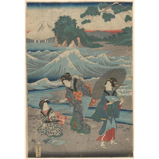 And Hiroshige - Three Women and Waves.webp