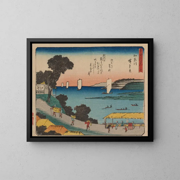 Tokaido, vijfenveertig stations, plan 04 - Andō Hiroshige — ingelijst kunstwerk aan de muur