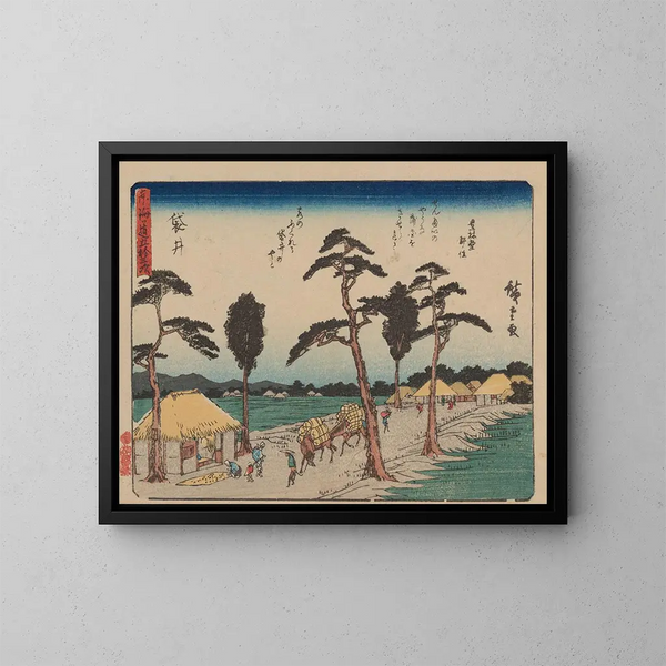 Tokaido gojusantsugi, planche 28 - Andō Hiroshige — ingelijst kunstwerk aan de muur