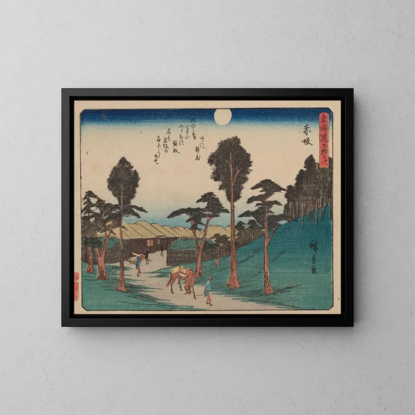 Tokaido schilderij, vijfenveertig stations, plaat 37 - Andō Hiroshige — ingelijst kunstwerk aan de muur