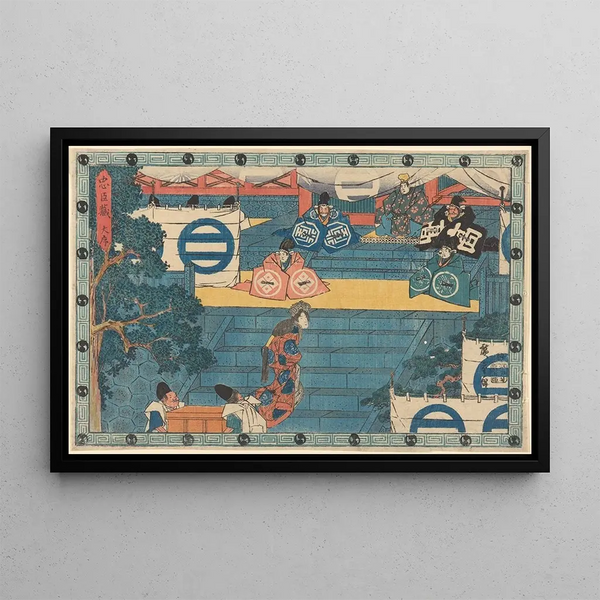 And Hiroshige - Woman and Treasure Bearers Kaoya and Treasure Bearers with Trunkful of Helmets.webp