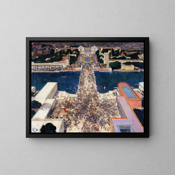 De heuvel van Chaillot tijdens de Internationale Tentoonstelling van 1937 gezien vanaf de Eiffeltoren - André Victor Édouard Devambez — ingelijst kunstwerk aan de muur
