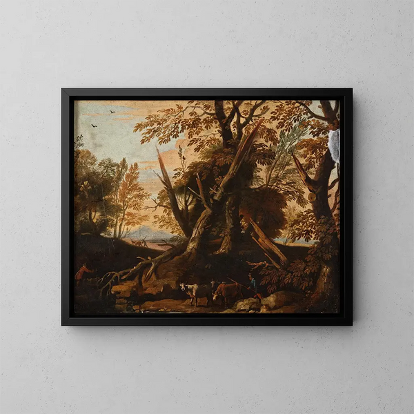 Landschapschilderij - Andrea Locatelli — ingelijst kunstwerk aan de muur