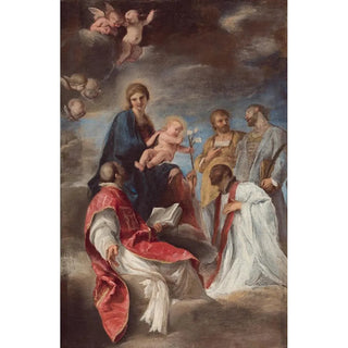 Andrea Sacchi - The Madonna and Child with Saints Ignatius of Loyola Francis Xavier Cosmas and Damian.webp