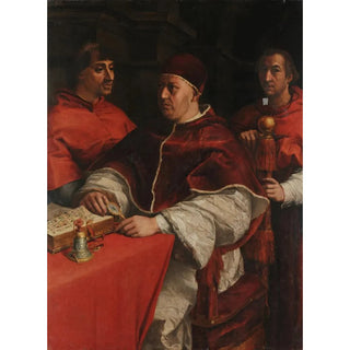 Andrea del Sarto - Portrait of Leo X with Cardinals Giulio de Medici and Luigi de Rossi.webp