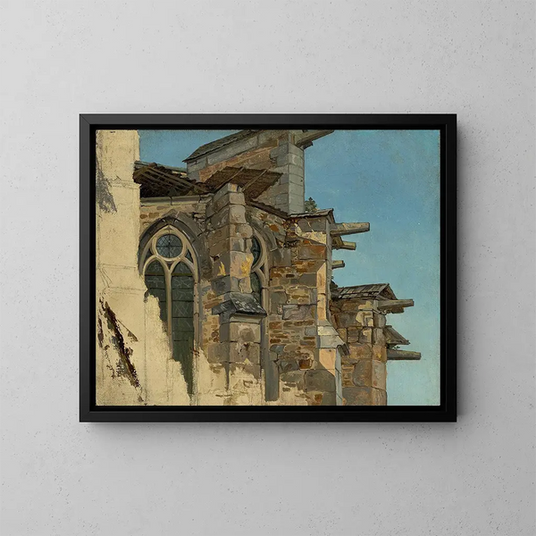 Studie van de kathedraal van Altenberg - Andreas Achenbach — ingelijst kunstwerk aan de muur