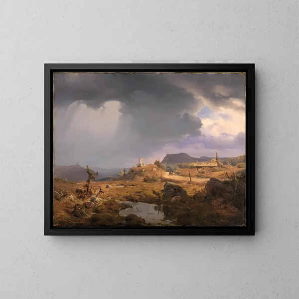 Landschapschilderij Noors - Andreas Achenbach — ingelijst kunstwerk aan de muur