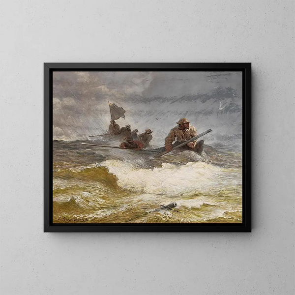 Zeevaart - Andreas Achenbach — ingelijst kunstwerk aan de muur