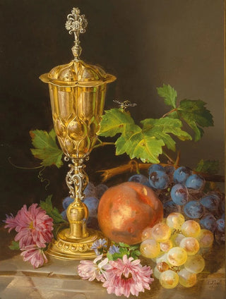 Andreas Lach - Still Life with Covered Goblet Grapes Apples and Asters.webp