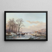 A frozen canal near the Maas River - Andreas Schelfhout — framed artwork on a wall