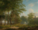 van Bergère die rust op een landweggetje bij een kasteel - Andreas Schelfhout — weergave van het kunstwerk