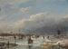 Patineurs sur une rivière gelée - Andreas Schelfhout — artwork view