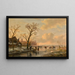 Skaters on a frozen river (Conflict of case) - Andreas Schelfhout — framed artwork on a wall