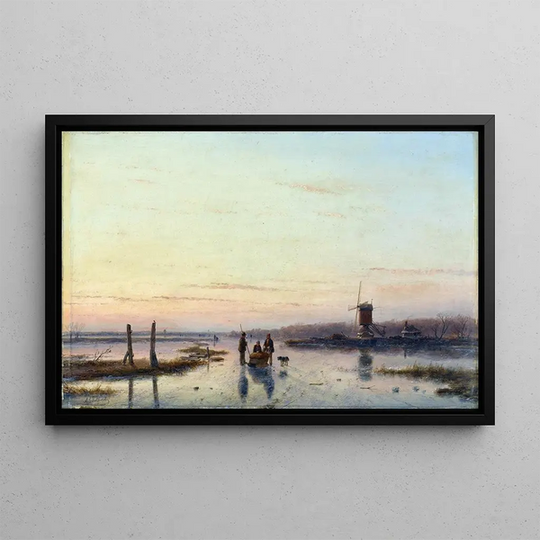 Andreas Schelfhout - Windmill beside a frozen river.webp