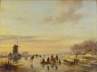 Winter in Holland - Andreas Schelfhout — weergave van het kunstwerk